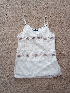 Y2K Mary-Kate And Ashley White Tank Top Bohemian Summer Hippie Boho
